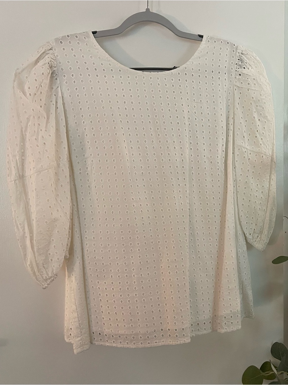 a new day White Eyelet Puff-Sleeve Blouse